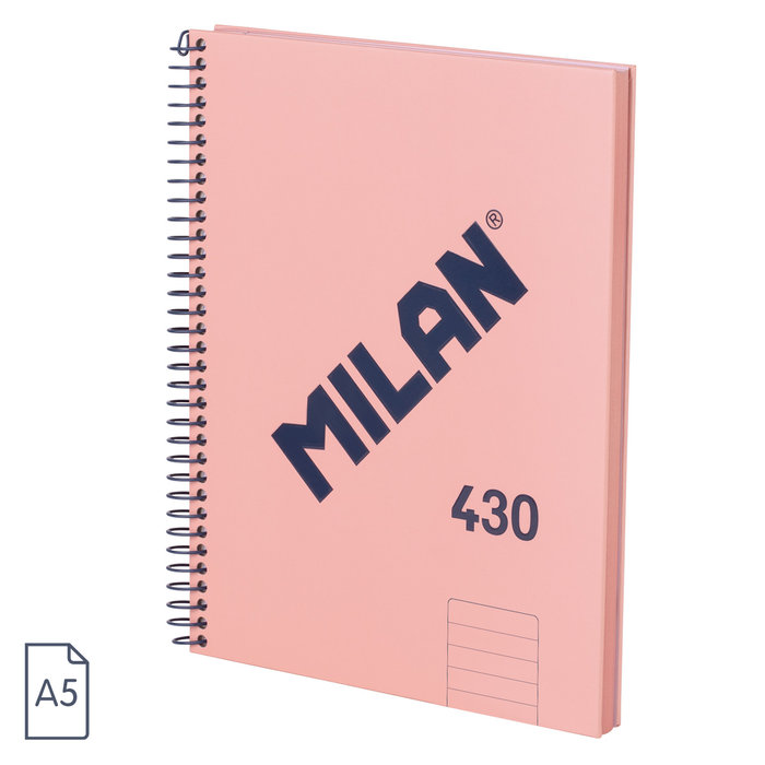 CUADERNO MILAN ESPIRAL A5 ROSA LINEAS
