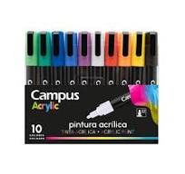 ROTULADORES ACRILICOS CAMPUS 10 COLORES BASICOS
