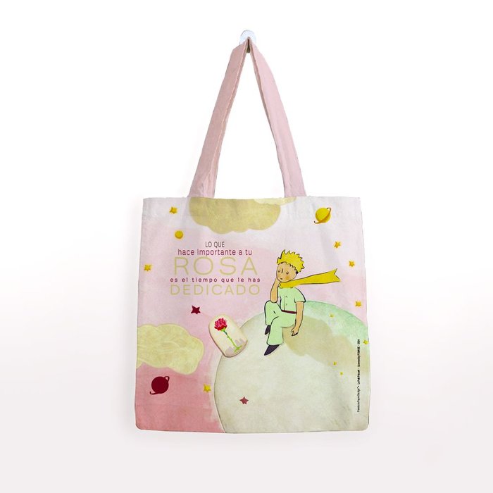 BOLSA DE TELA EL PRINCIPITO CON ROSA