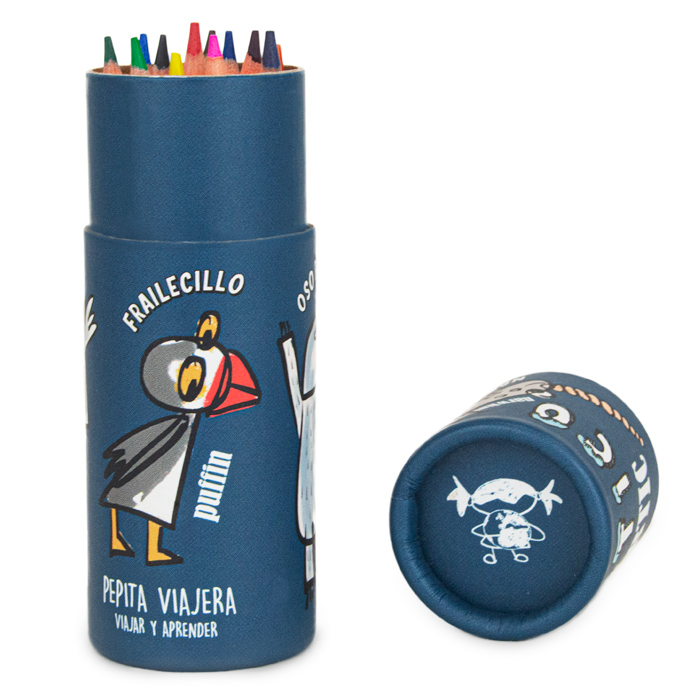 TUBO LÁPICES 12 COLORES ARTICO PEPITA VIAJERA